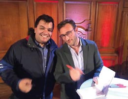 Foto de Gustavo Couto com Simon Sinek